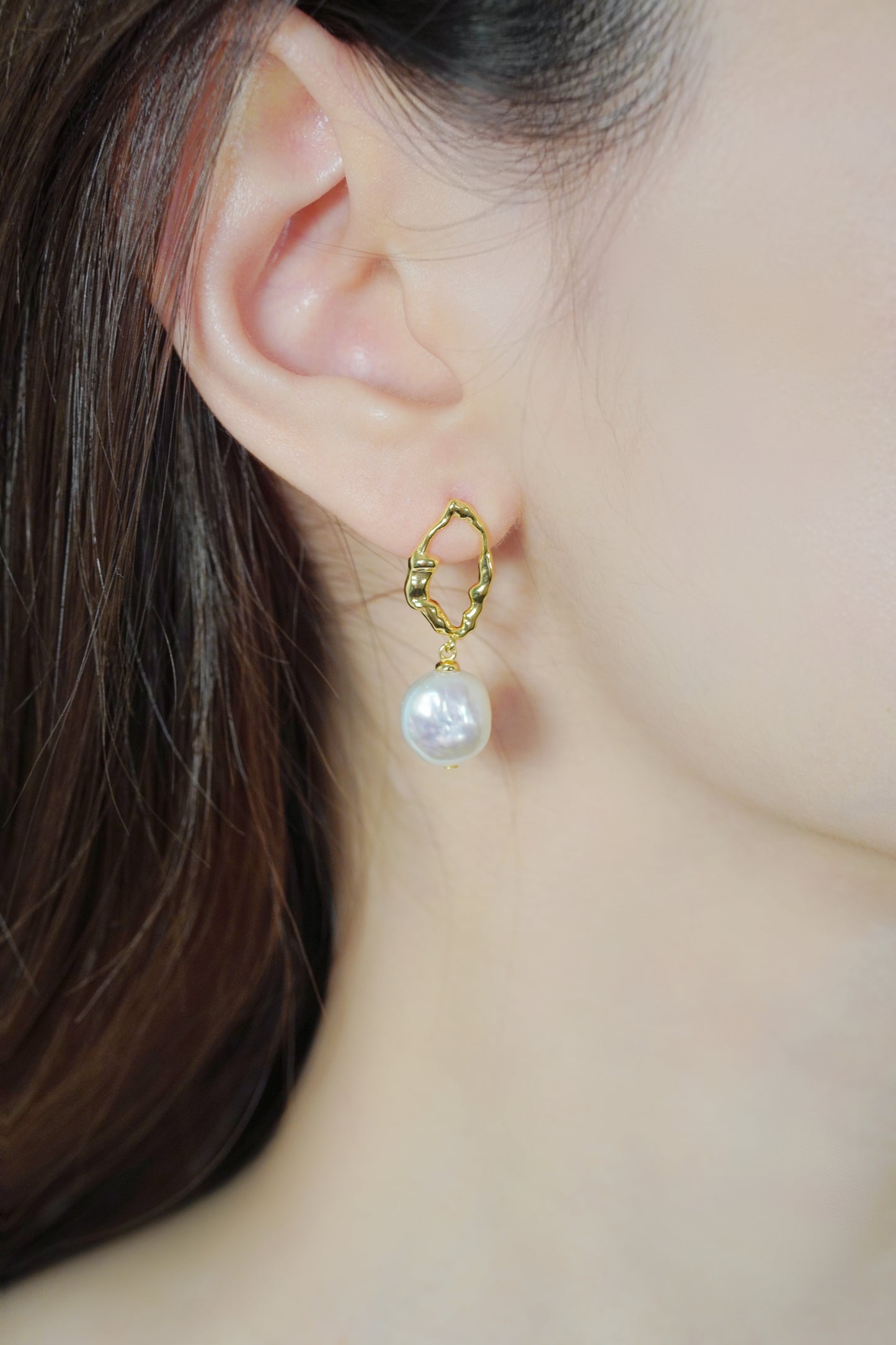 Baroque Pearl Drop Stud Earrings