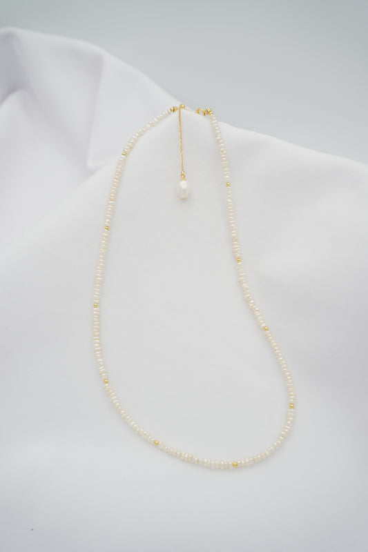 Keshi Pearl With Oval Pearl Drop Necklace