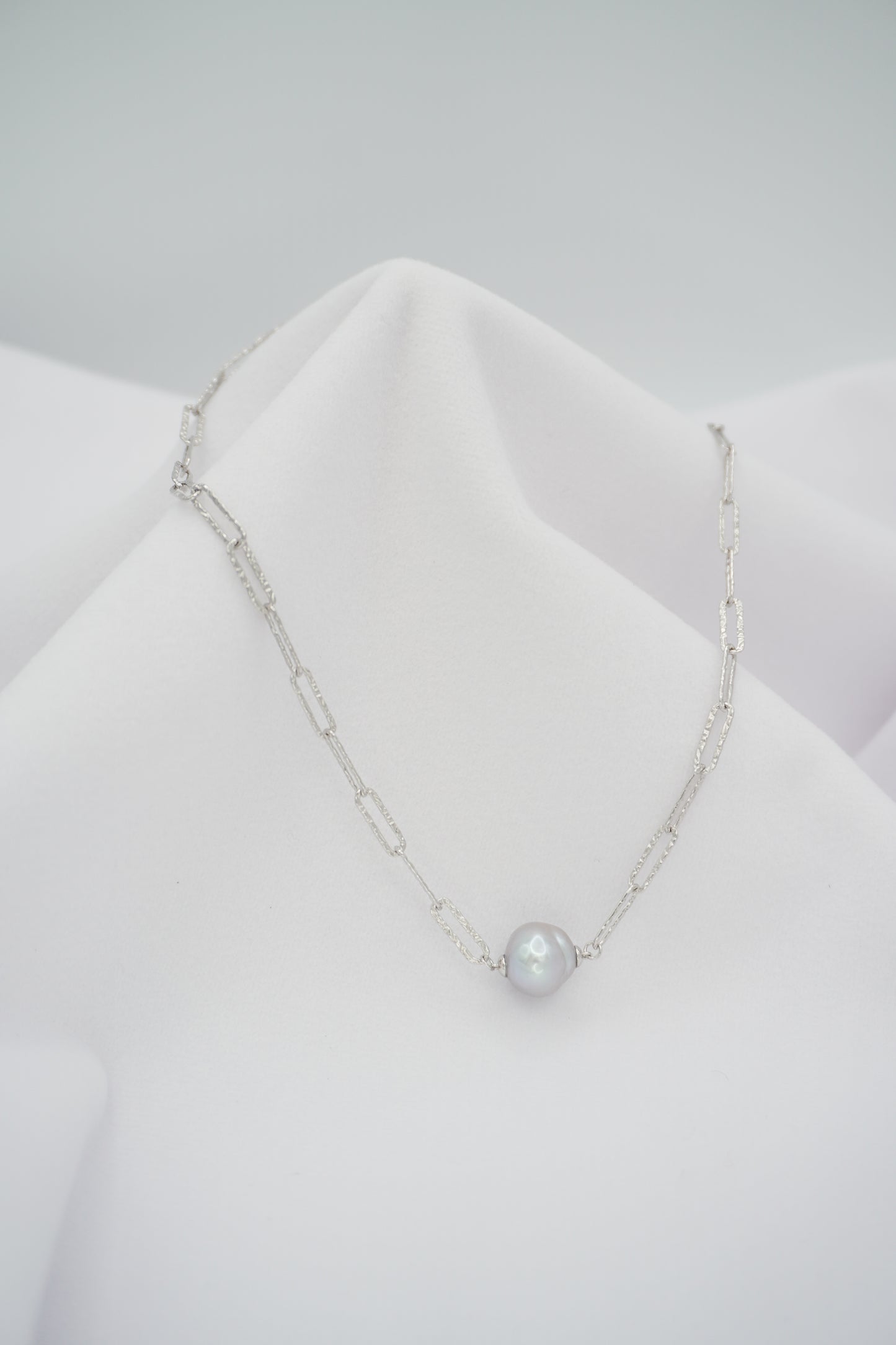 Round Baroque Pearl Chain Necklace