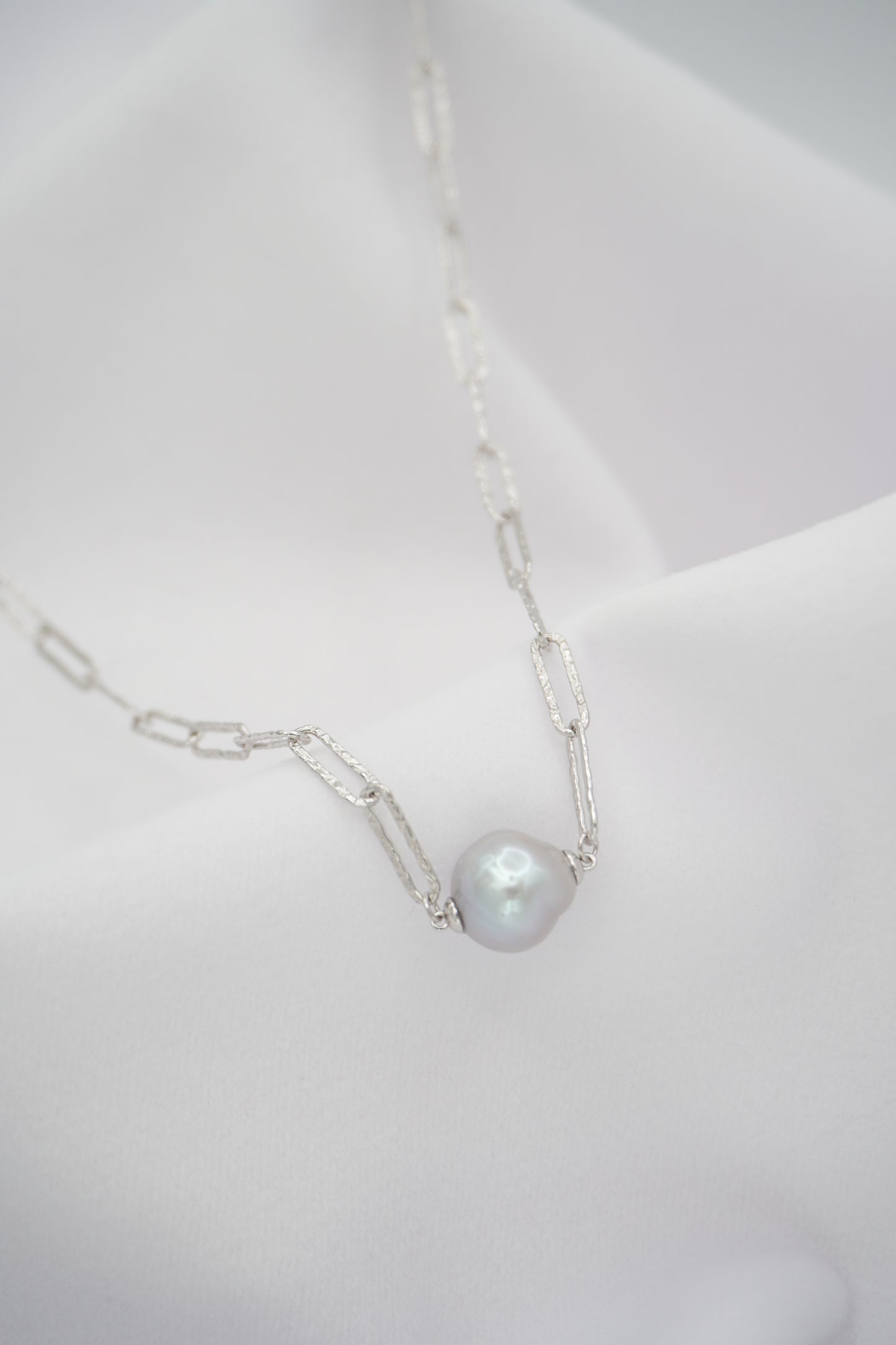 Round Baroque Pearl Chain Necklace
