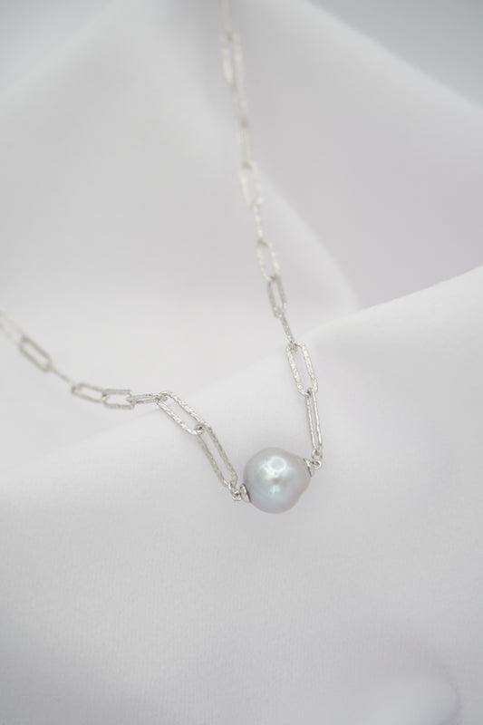 Round Baroque Pearl Chain Necklace