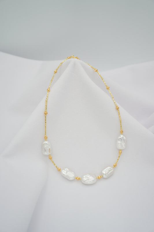 Square Baroque Pearl Elegant Chain Necklace