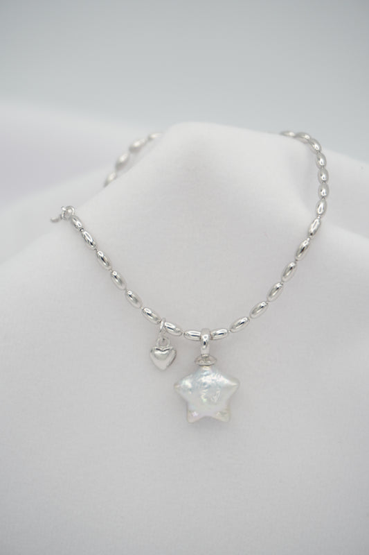 Star Baroque Pearl Bead Chain Pendant Bracelet