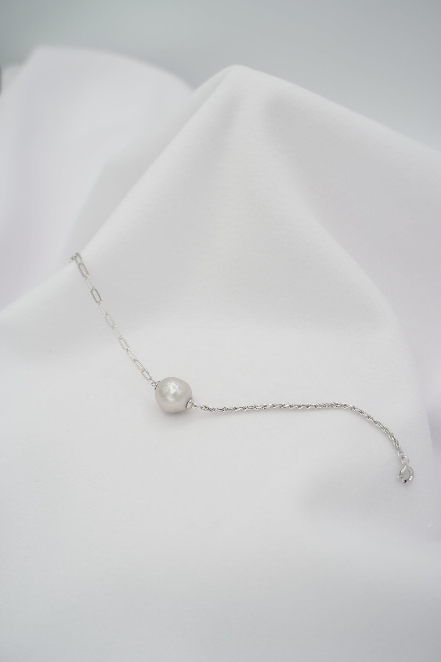Round Baroque Pearl Chain Bracelet
