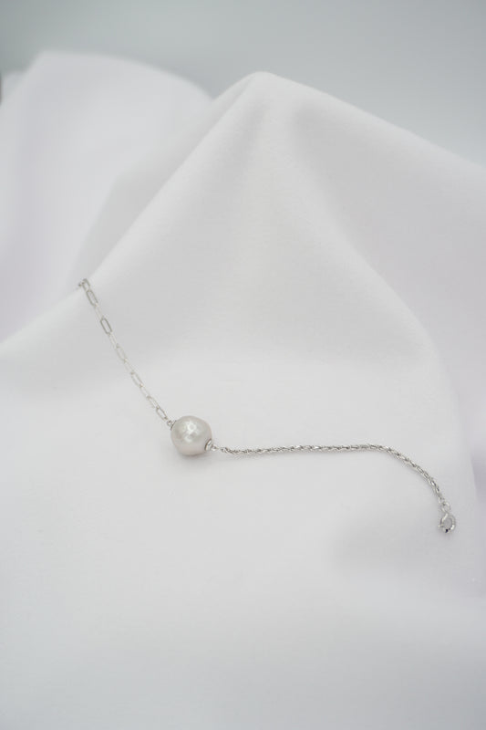 Round Baroque Pearl Chain Bracelet