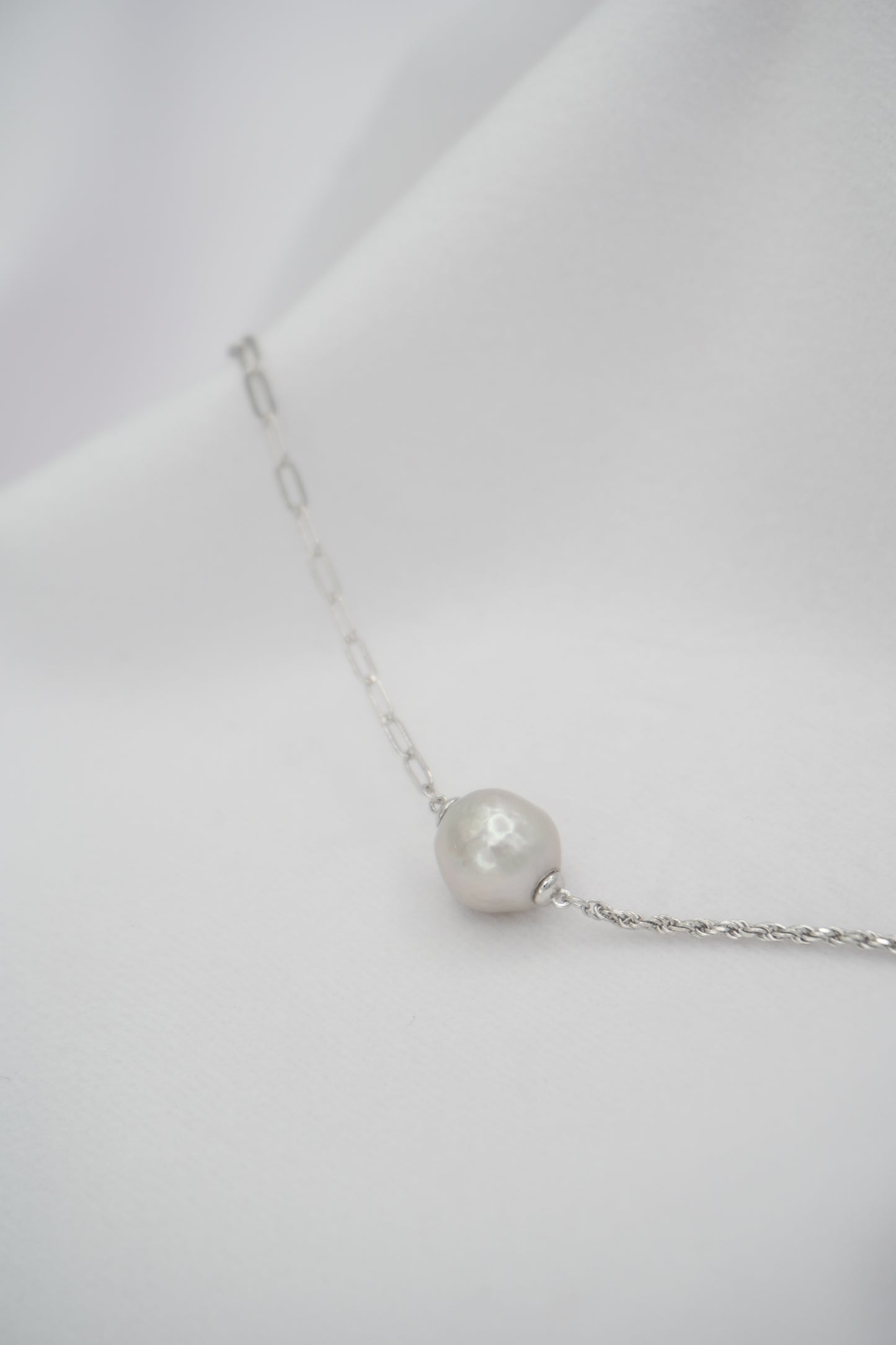 Round Baroque Pearl Chain Bracelet