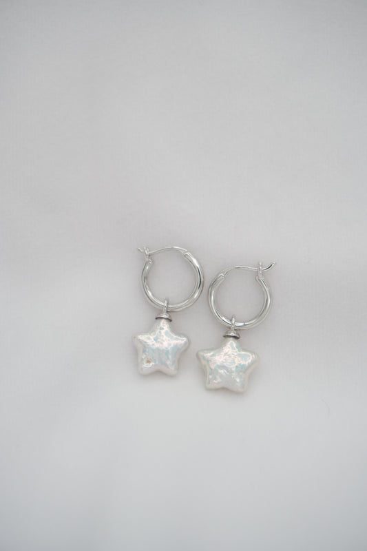 Star Baroque Pearl Drop Huggie Earrings