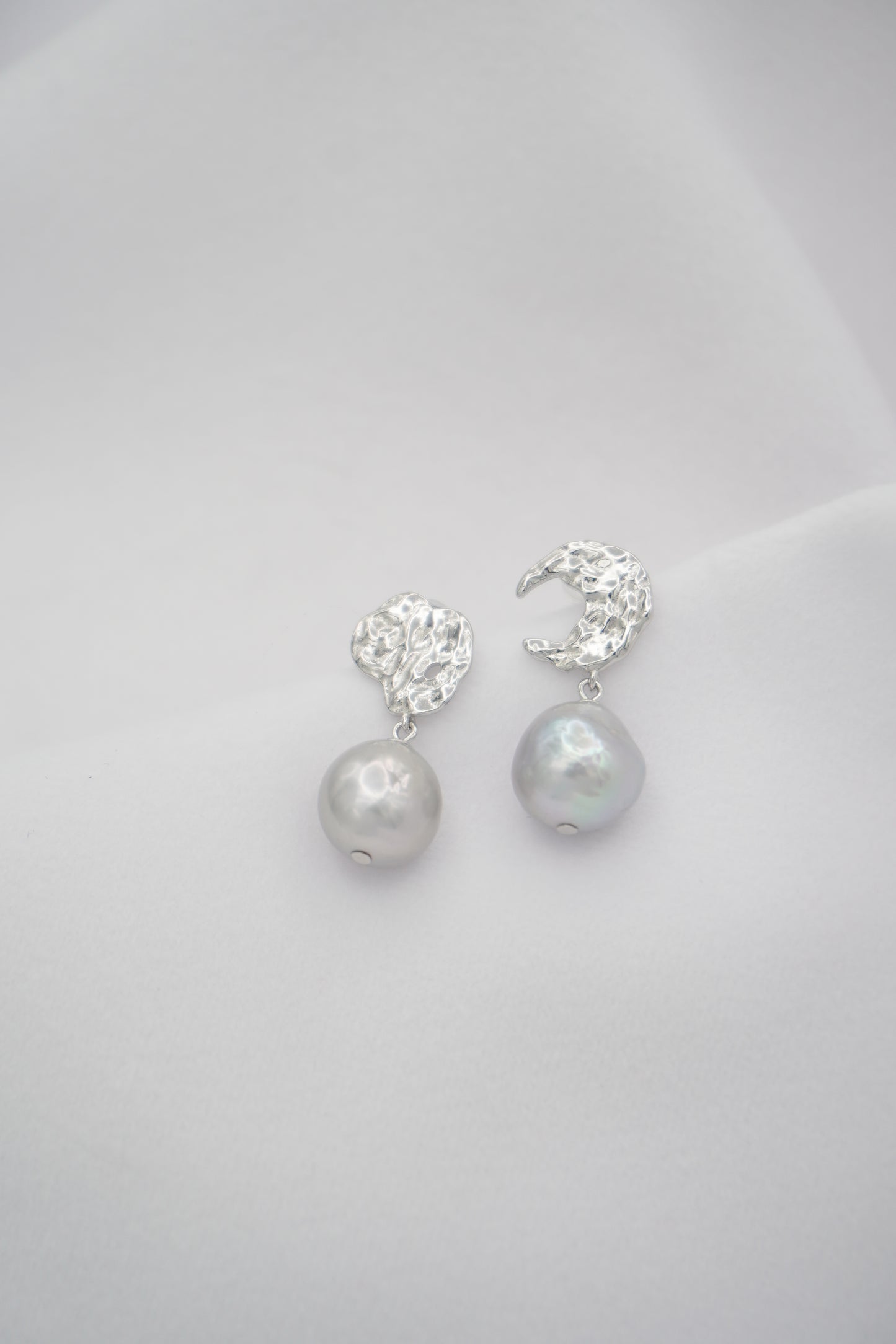 Round Baroque Pearl Drop Stud Earrings