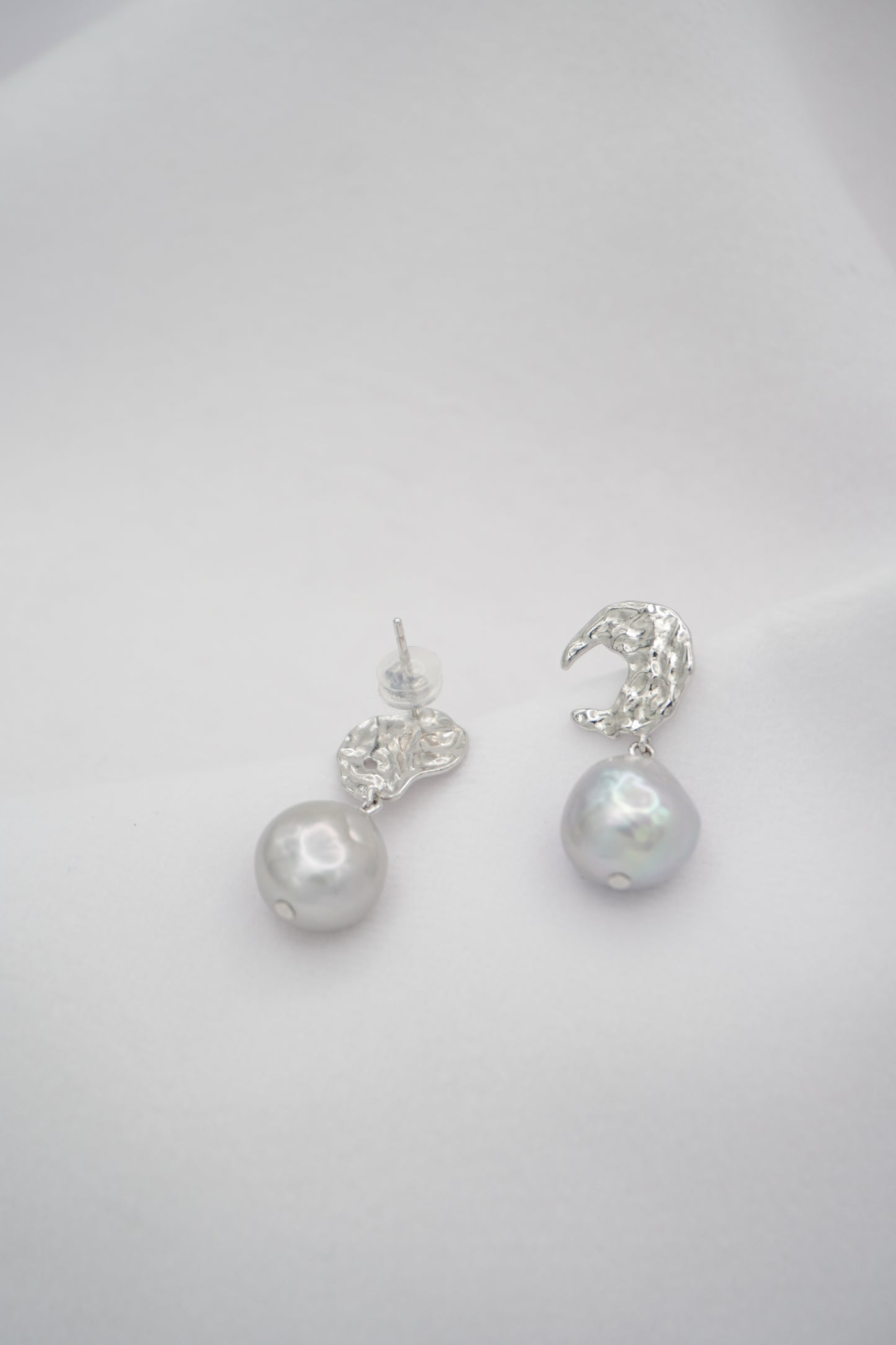 Round Baroque Pearl Drop Stud Earrings