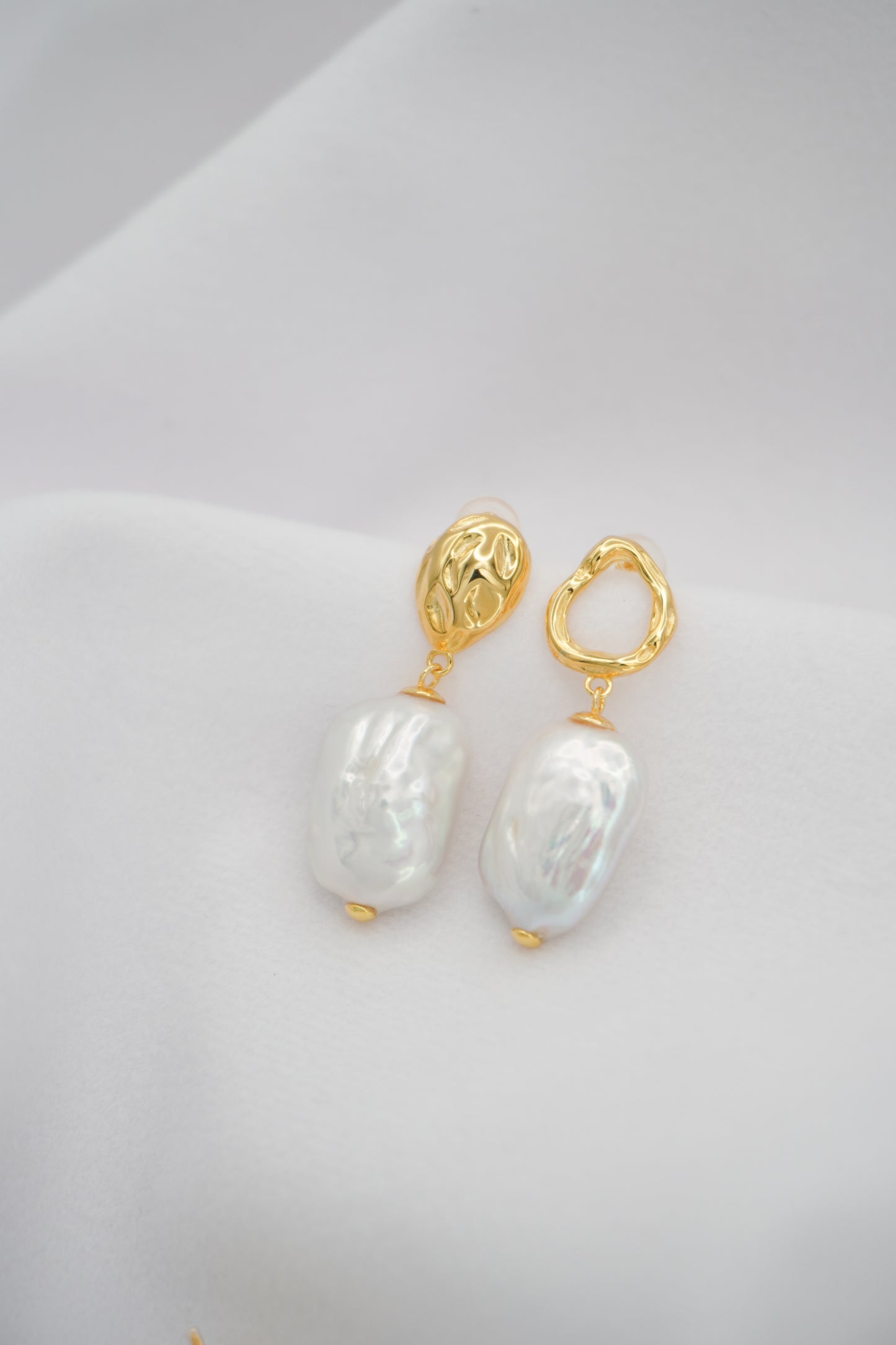 Square Baroque Pearl Drop Stud Earrings