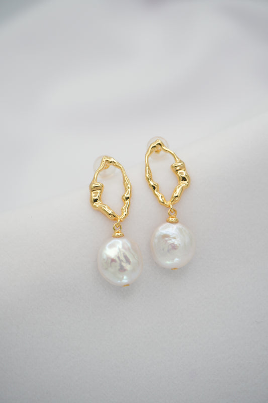 Baroque Pearl Drop Stud Earrings