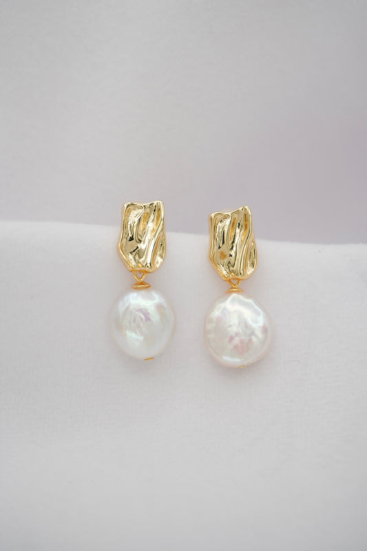 Baroque Pearl Drop Stud Earrings