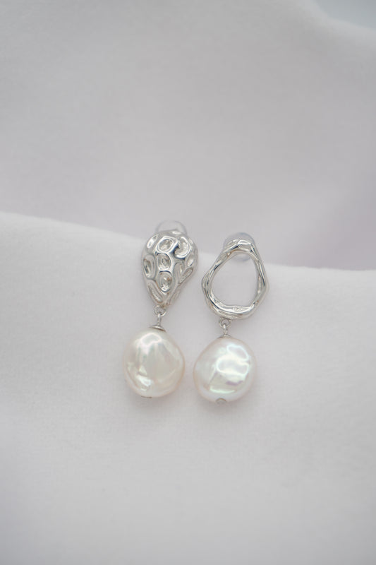 Baroque Pearl Drop Stud Earrings