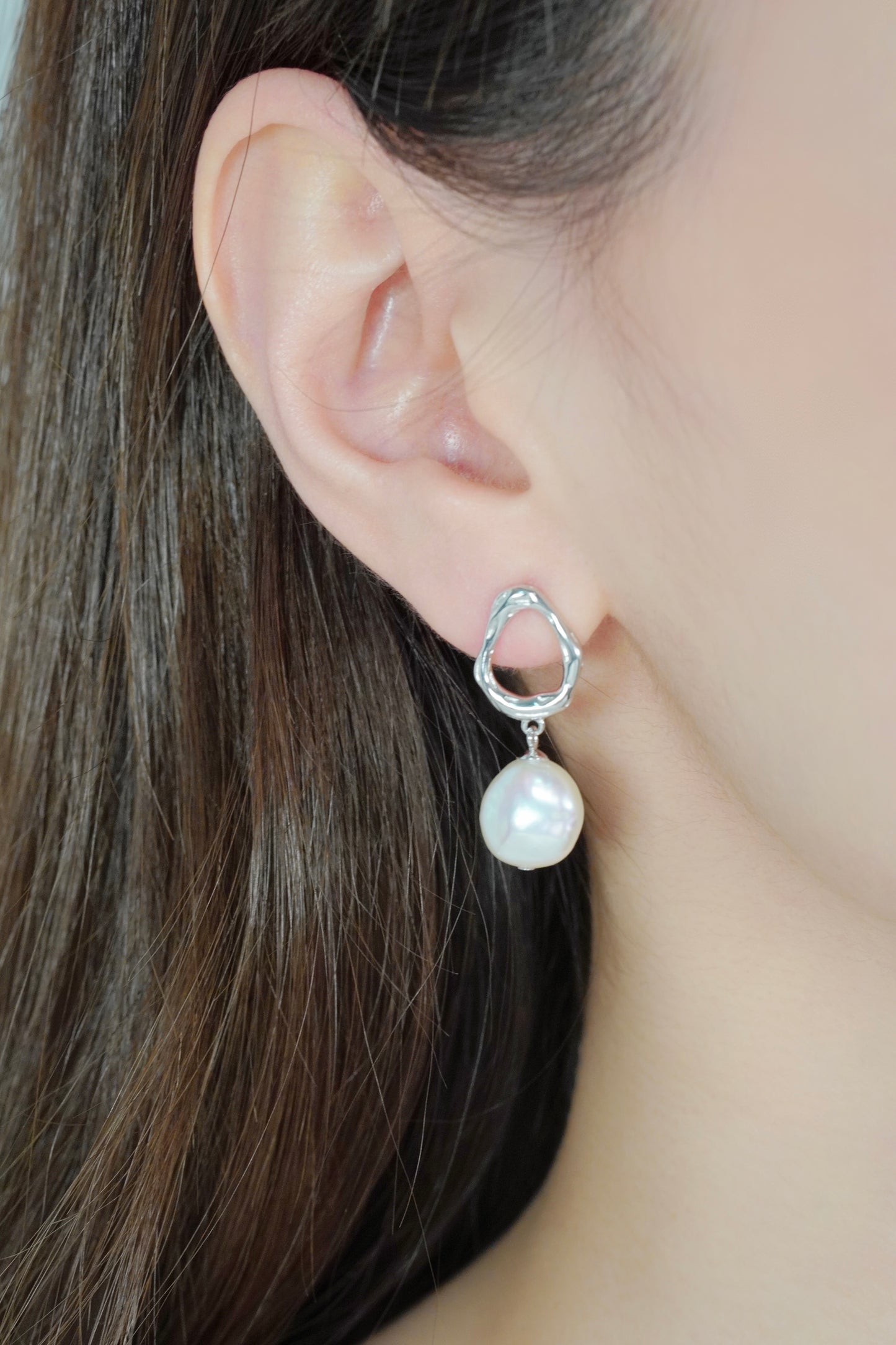 Baroque Pearl Drop Stud Earrings
