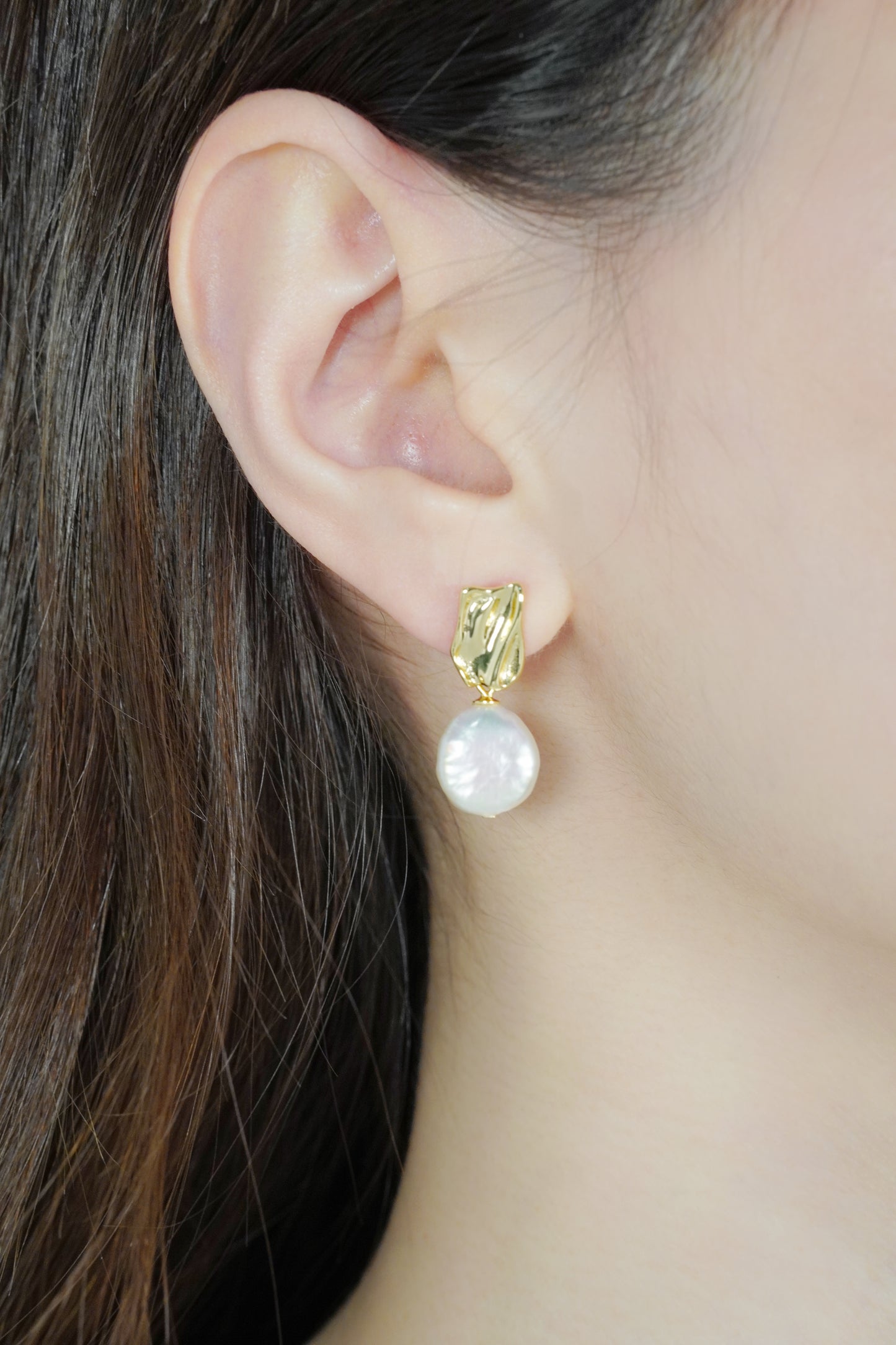 Baroque Pearl Drop Stud Earrings