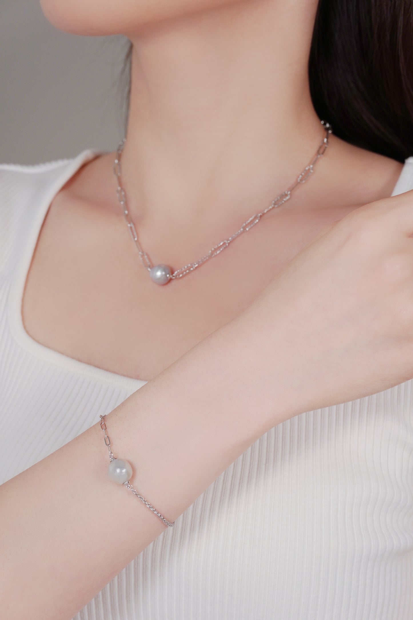 Round Baroque Pearl Chain Bracelet
